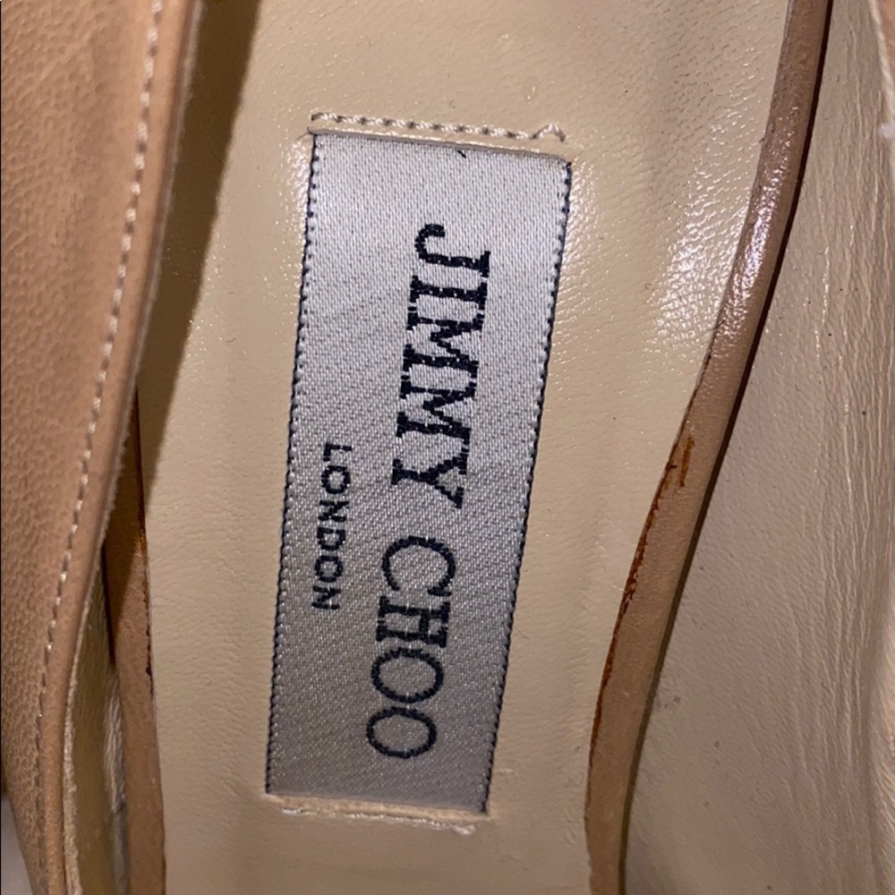 Jimmy Choo Nude Leather ‘Quiet’ Peep Toe Platform - Picture 7 of 10